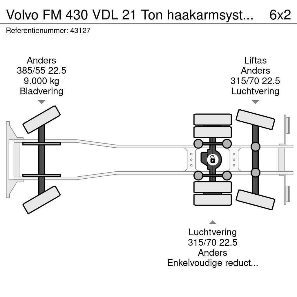 Volvo FM 430 VDL 21 Ton haakarmsysteem Hákový nosič kontajnerov