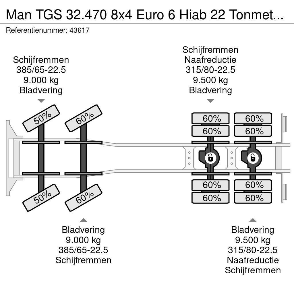 MAN TGS 32.470 8x4 Euro 6 Hiab 22 Tonmeter laadkraan J Hákový nosič kontajnerov