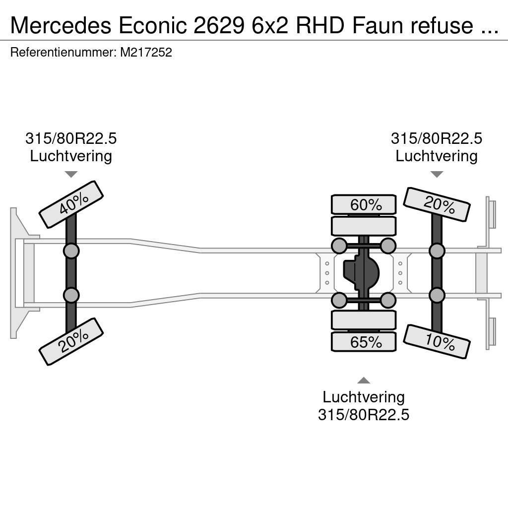 Mercedes-Benz Econic 2629 6x2 RHD Faun refuse truck Smetiarske vozidlá