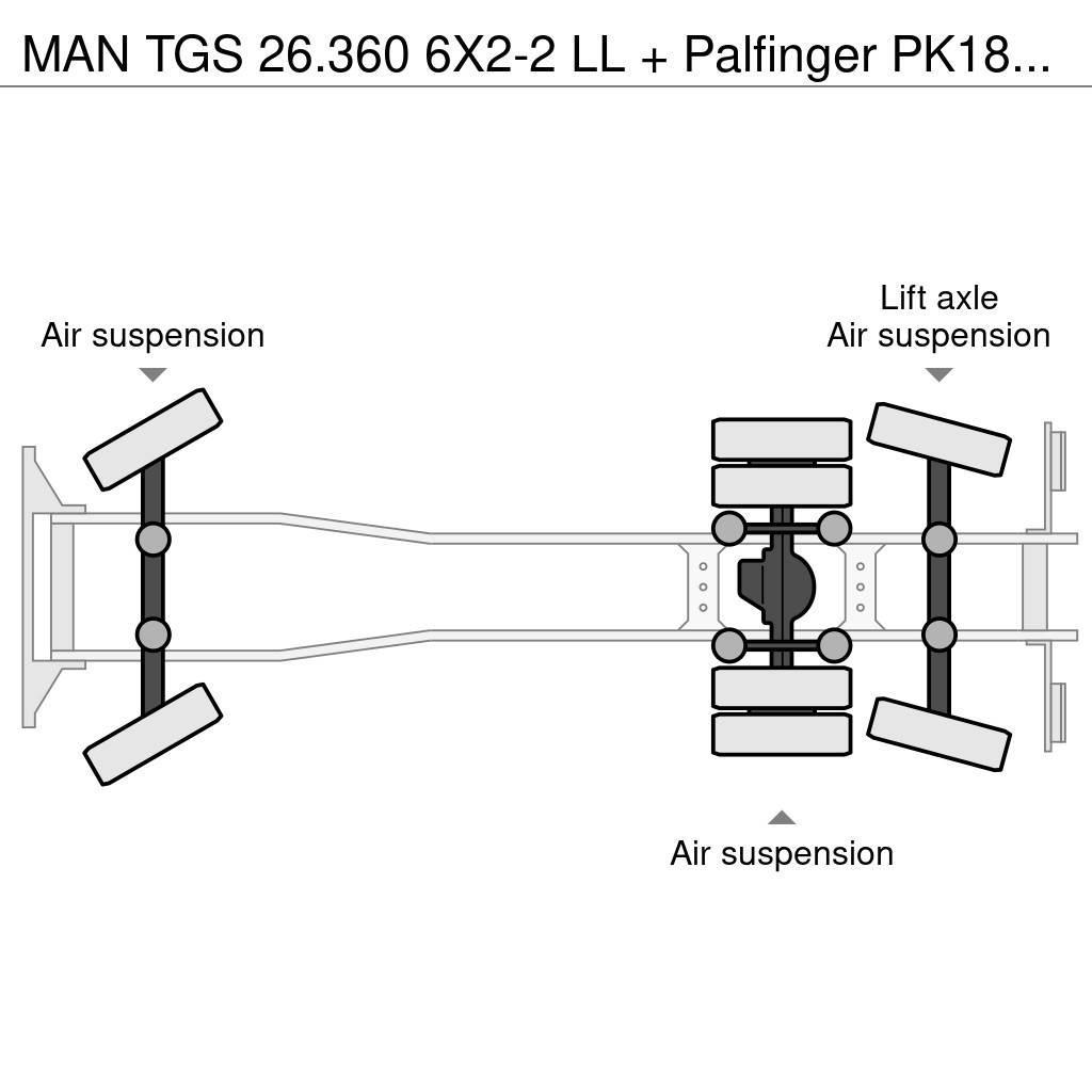 MAN TGS 26.360 6X2-2 LL + Palfinger PK18001 LA Plošinové nákladné automobily/nákladné automobily so sklápacími bočnicami