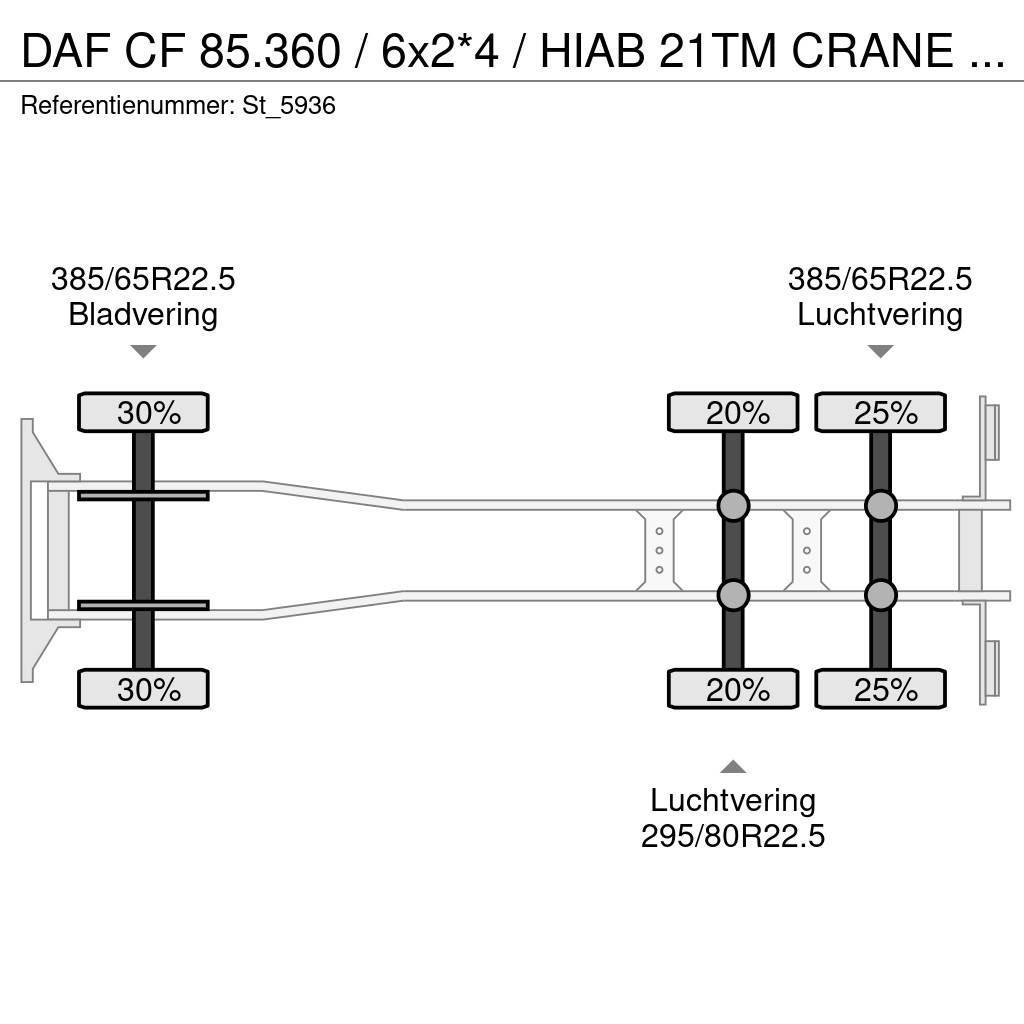 DAF CF 85.360 / 6x2*4 / HIAB 21TM CRANE / VDL HOOKLIFT Autožeriavy, hydraulické ruky
