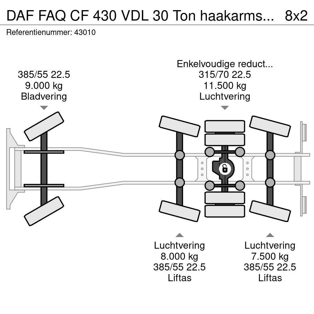 DAF FAQ CF 430 VDL 30 Ton haakarmsysteem Hákový nosič kontajnerov