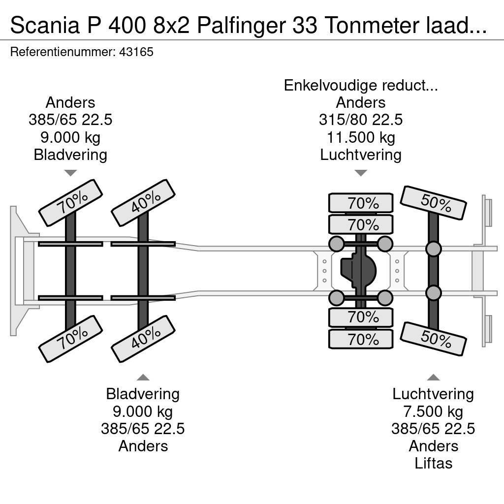 Scania P 400 8x2 Palfinger 33 Tonmeter laadkraan Hákový nosič kontajnerov