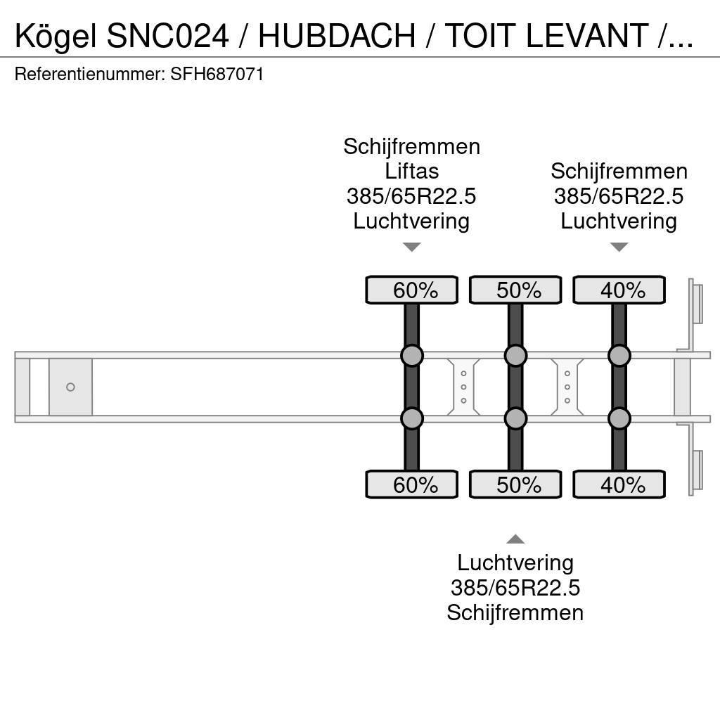 Kögel SNC024 / HUBDACH / TOIT LEVANT / HEFDAK / LIFTAS Plachtové návesy