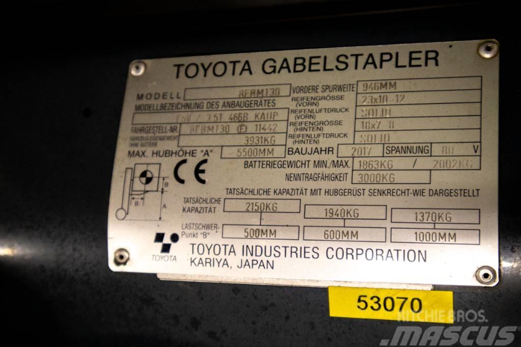 Toyota 8FBMT30, motviktstruck med 5,5 meters lyfthöjd Akumulátorové vozíky