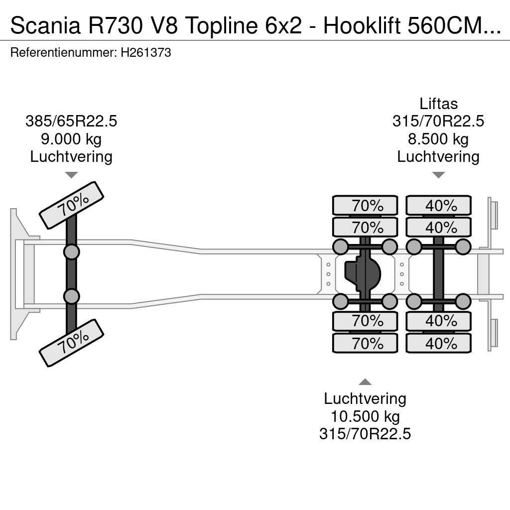 Scania R730 V8 Topline 6x2 - Hooklift 560CM - Custom in- Hákový nosič kontajnerov