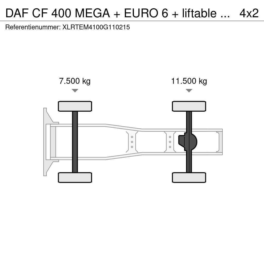 DAF CF 400 MEGA + EURO 6 + liftable 5th wheel Ťahače