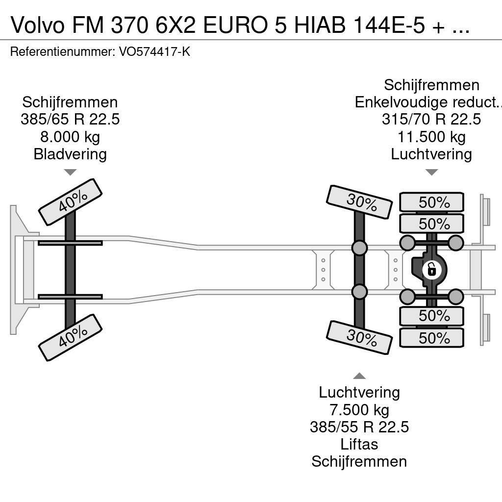 Volvo FM 370 6X2 EURO 5 HIAB 144E-5 + REMOTE Univerzálne terénne žeriavy