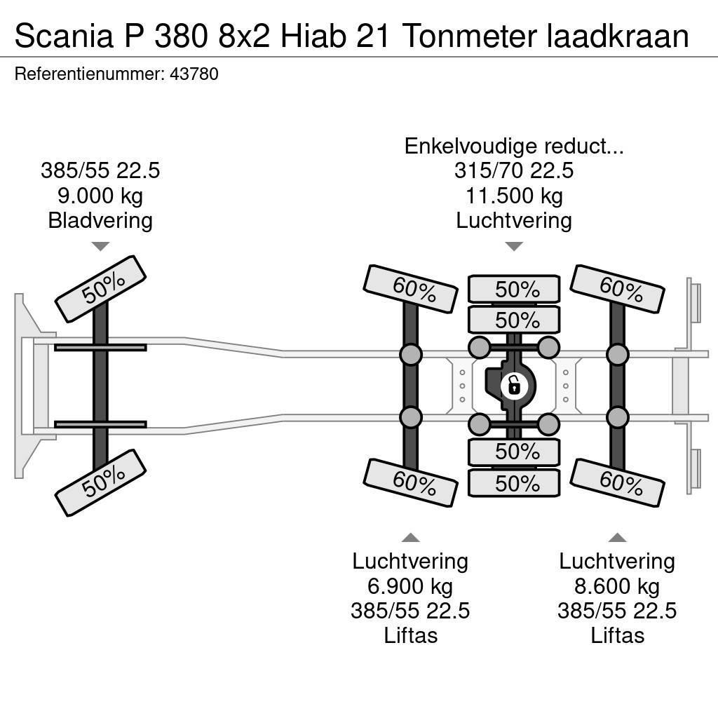 Scania P 380 8x2 Hiab 21 Tonmeter laadkraan Hákový nosič kontajnerov
