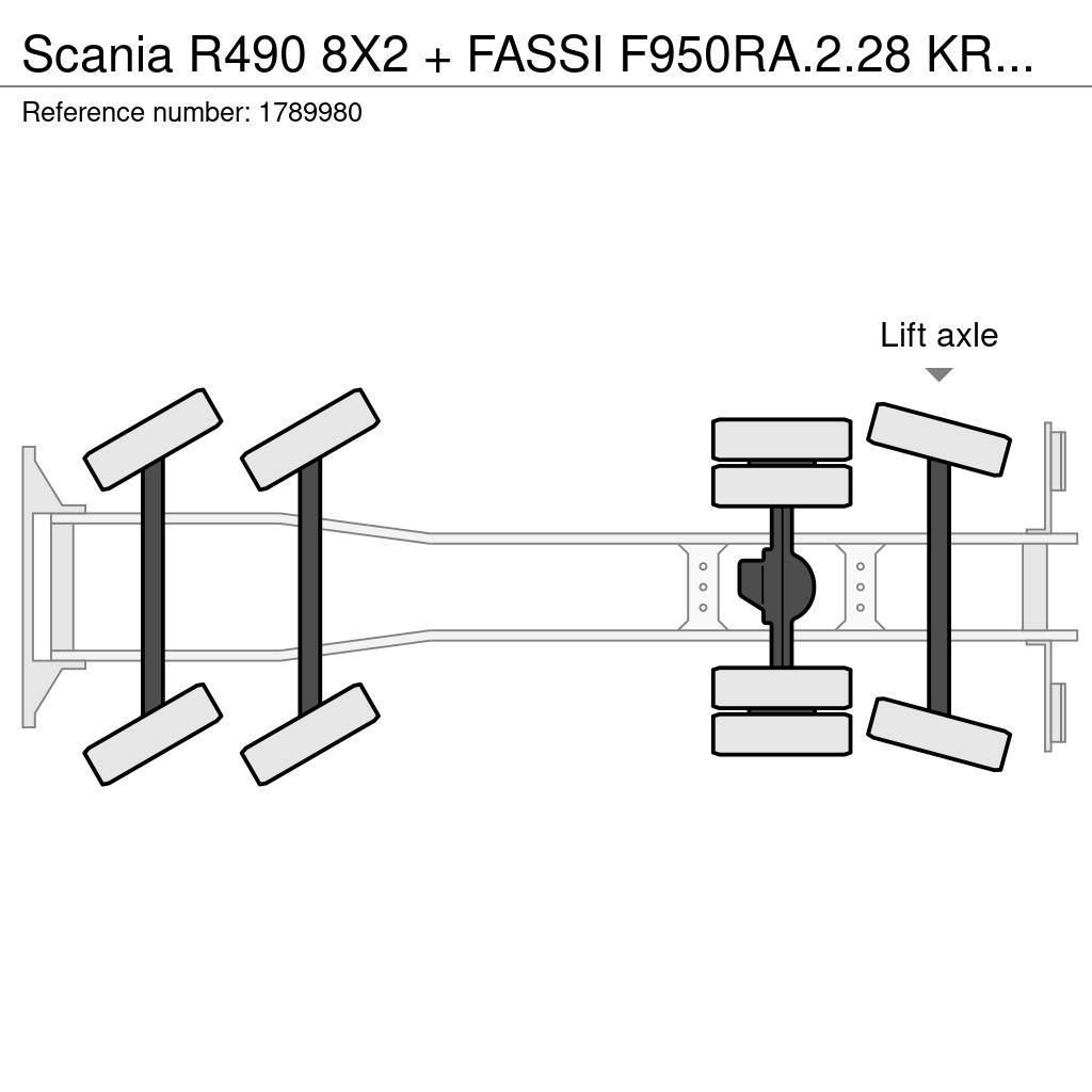Scania R490 8X2 + FASSI F950RA.2.28 KRAAN/KRAN/CRANE/GRUA Autožeriavy, hydraulické ruky