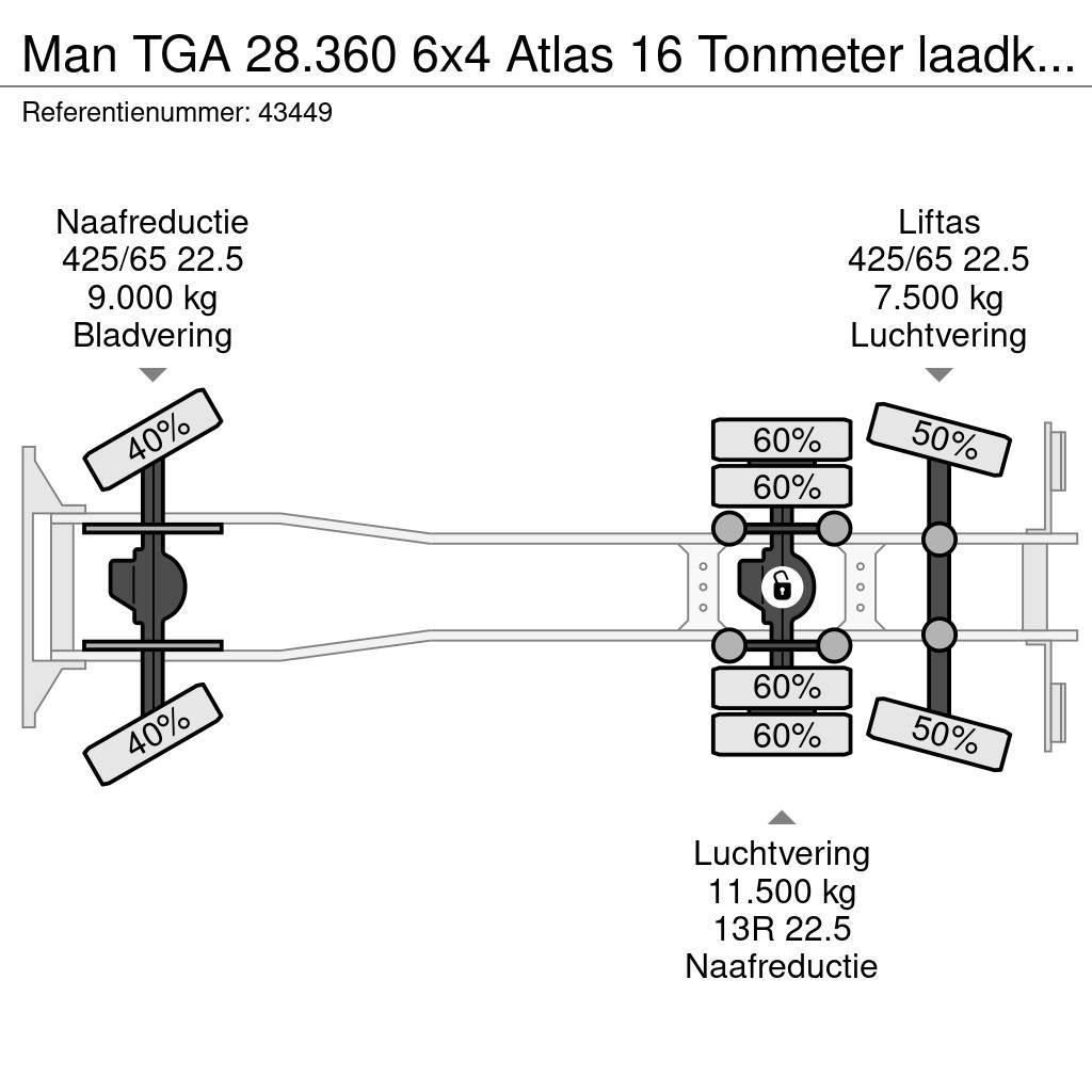 MAN TGA 28.360 6x4 Atlas 16 Tonmeter laadkraan Hákový nosič kontajnerov