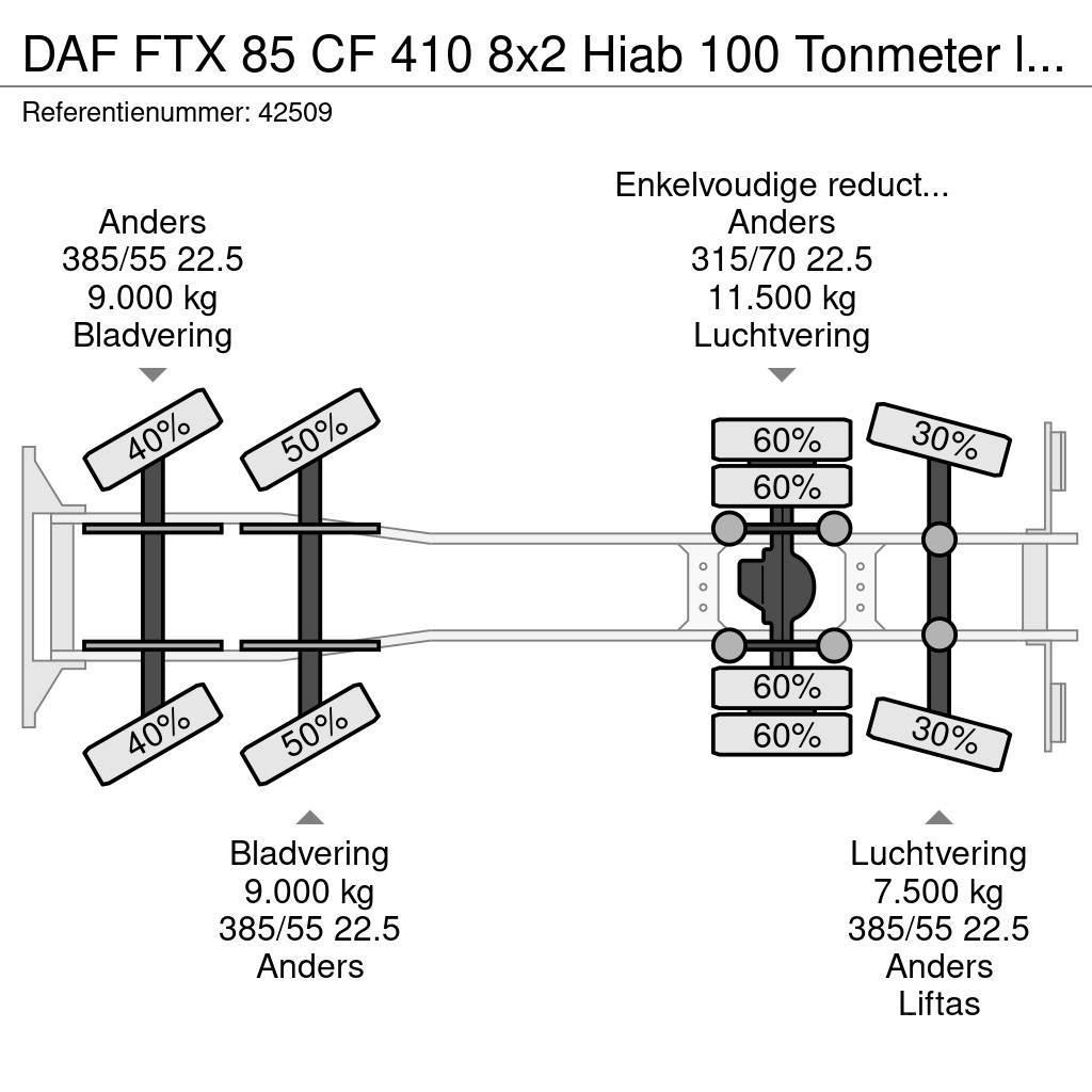 DAF FTX 85 CF 410 8x2 Hiab 100 Tonmeter laadkraan + Fl Univerzálne terénne žeriavy