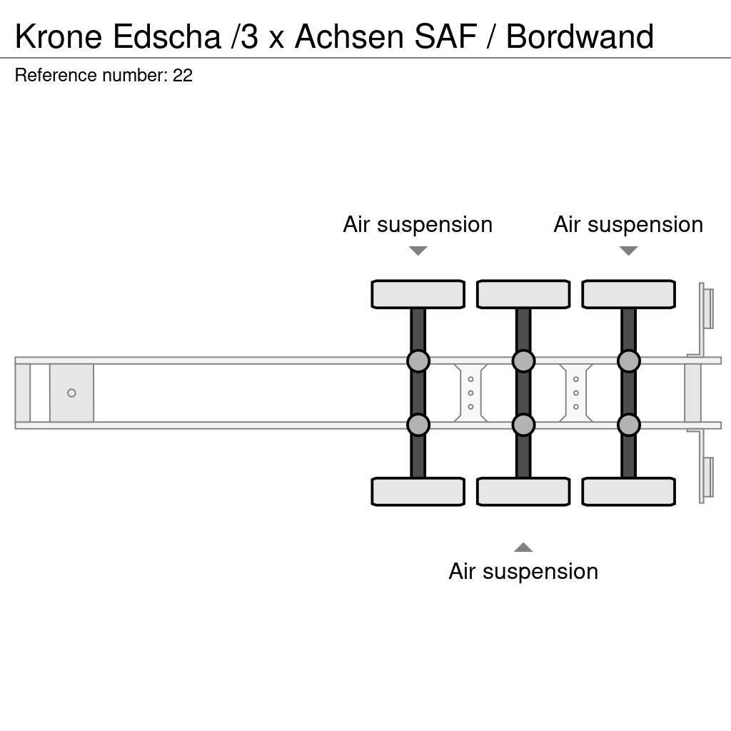 Krone Edscha /3 x Achsen SAF / Bordwand Plachtové návesy