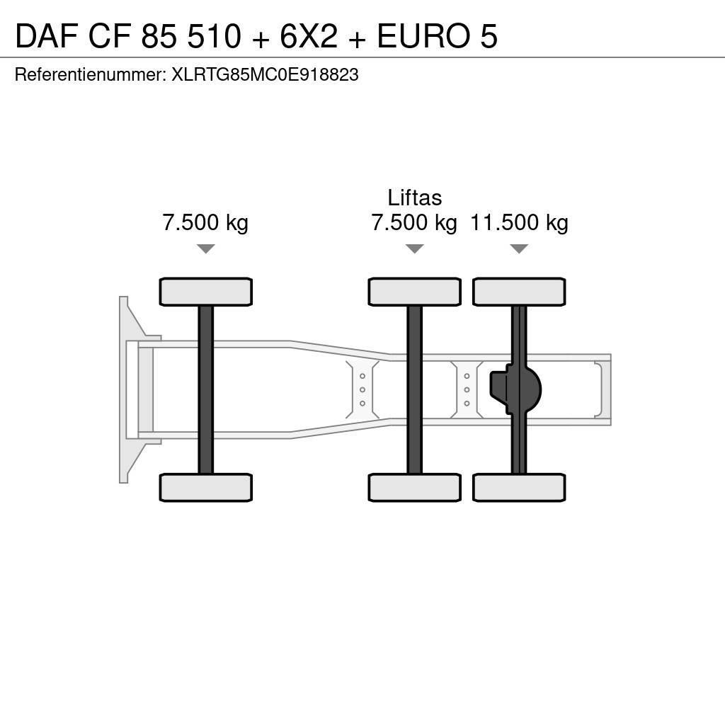 DAF CF 85 510 + 6X2 + EURO 5 Ťahače