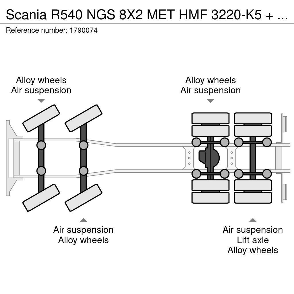 Scania R540 NGS 8X2 MET HMF 3220-K5 + JIB FJ1000-K4 KRAAN Autožeriavy, hydraulické ruky