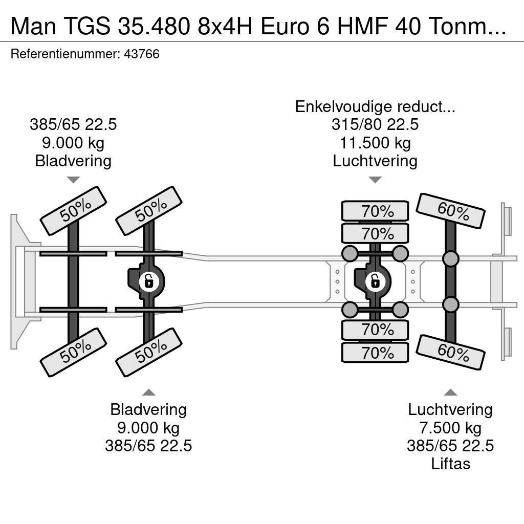 MAN TGS 35.480 8x4H Euro 6 HMF 40 Tonmeter laadkraan + Hákový nosič kontajnerov