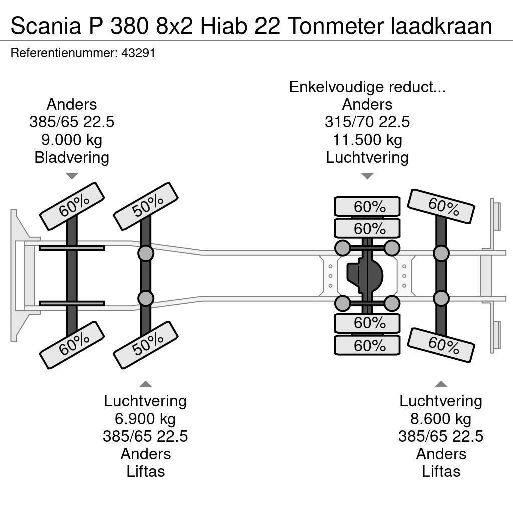 Scania P 380 8x2 Hiab 22 Tonmeter laadkraan Hákový nosič kontajnerov
