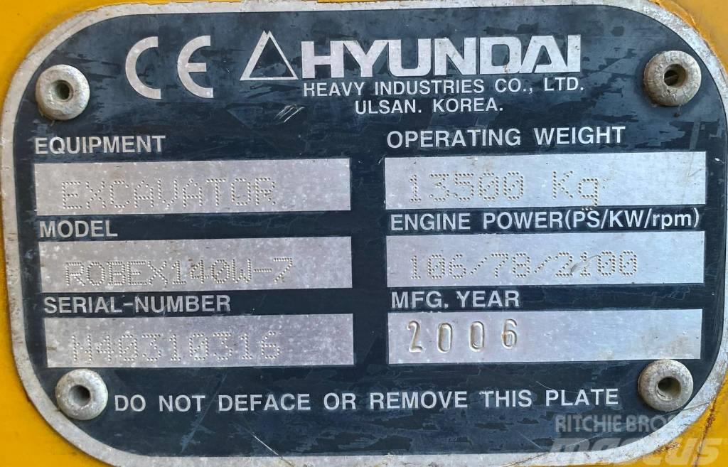 Hyundai Robex 140 W7 Kolesové rýpadlá