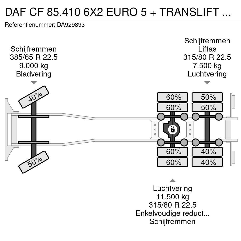 DAF CF 85.410 6X2 EURO 5 + TRANSLIFT CHAIN Hákový nosič kontajnerov
