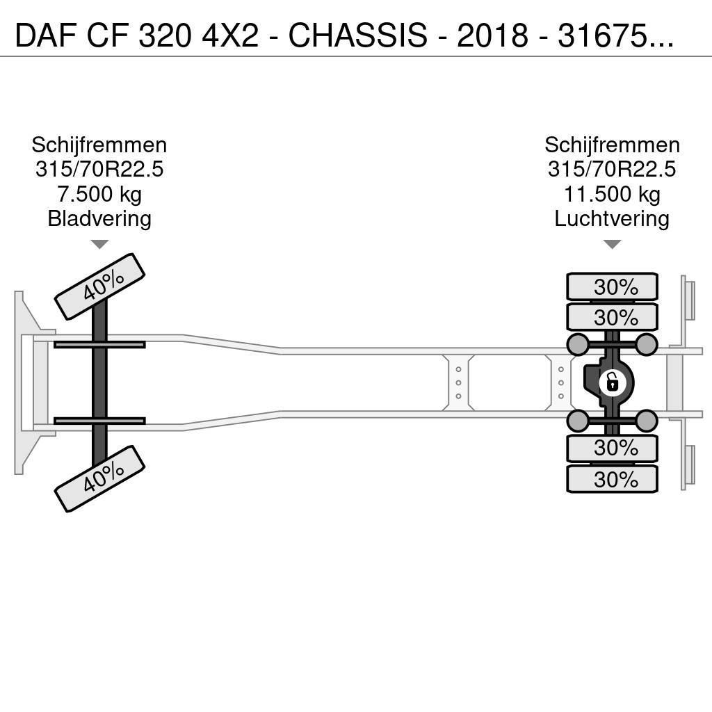 DAF CF 320 4X2 - CHASSIS - 2018 - 316750KM - LAADKLEP Nákladné vozidlá bez nadstavby