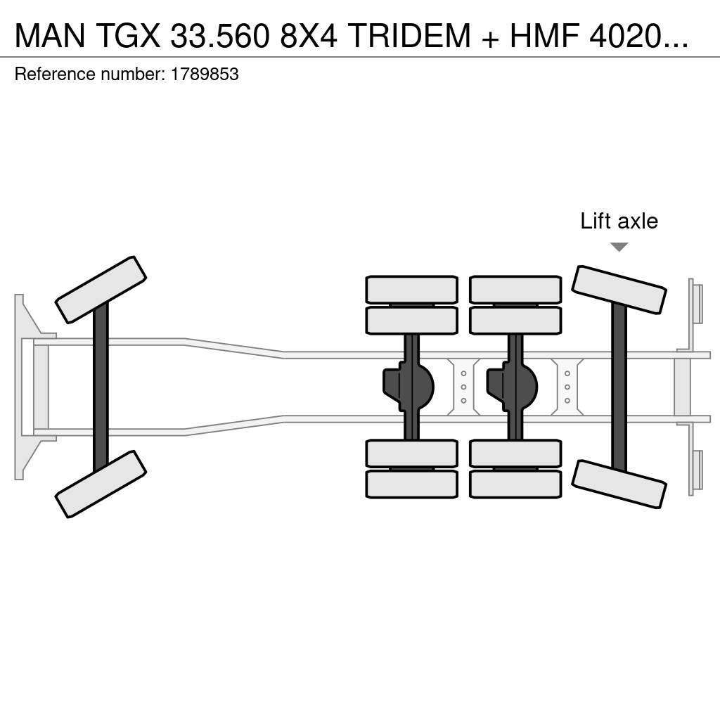 MAN TGX 33.560 8X4 TRIDEM + HMF 4020-K8 KRAAN/KRAN/CRA Autožeriavy, hydraulické ruky