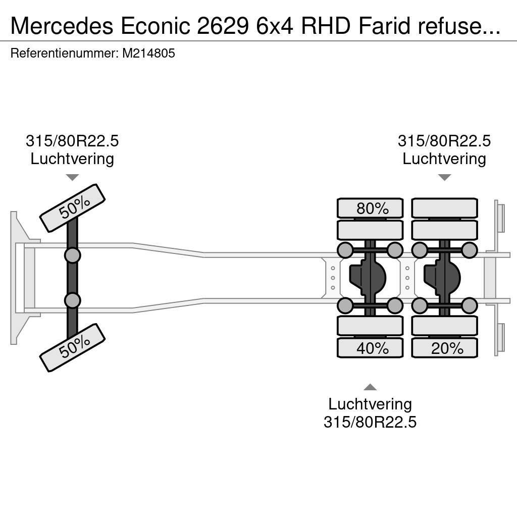 Mercedes-Benz Econic 2629 6x4 RHD Farid refuse truck Smetiarske vozidlá
