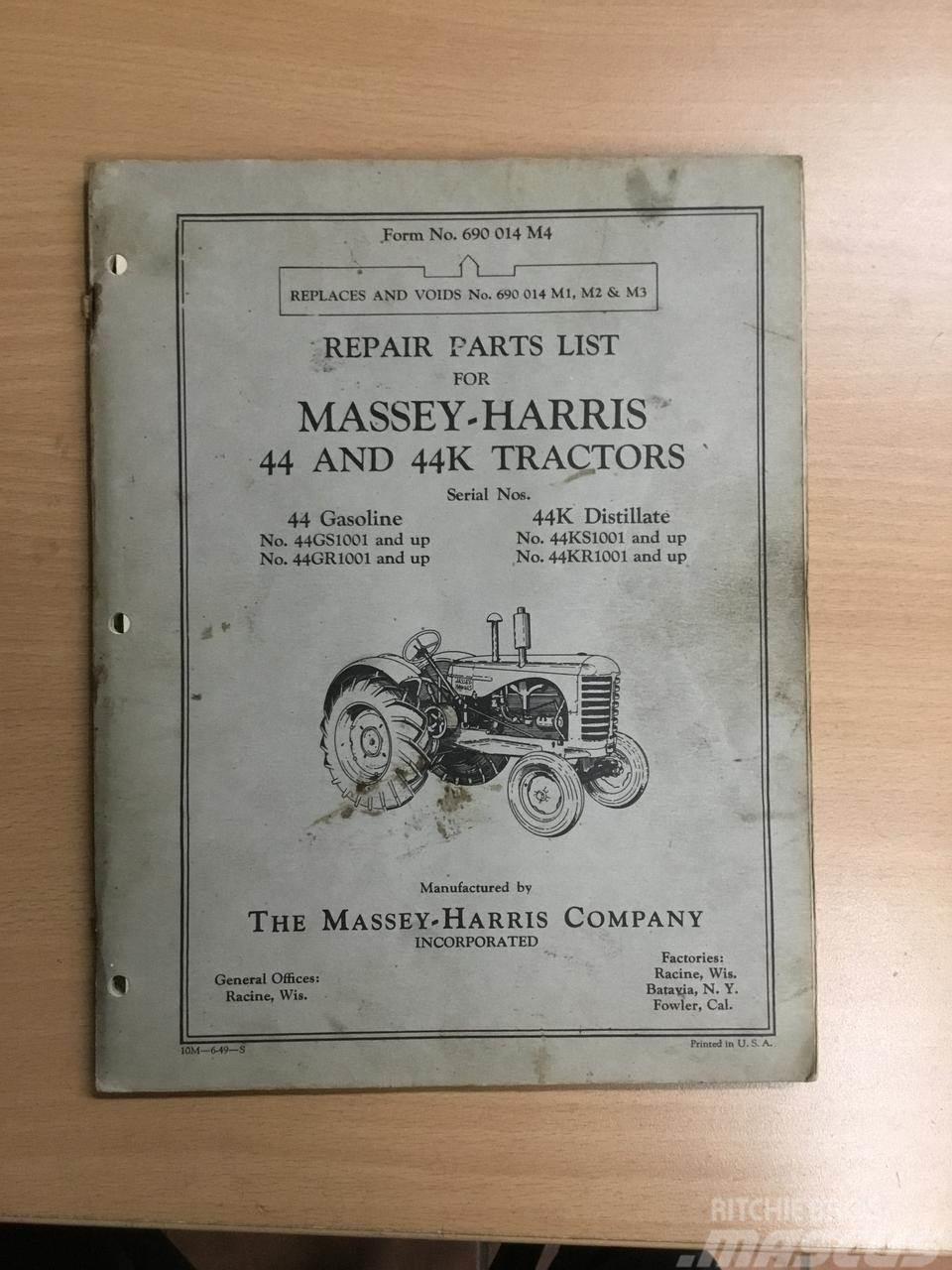 Massey Ferguson Parts list - manual Ďalšie poľnohospodárske stroje