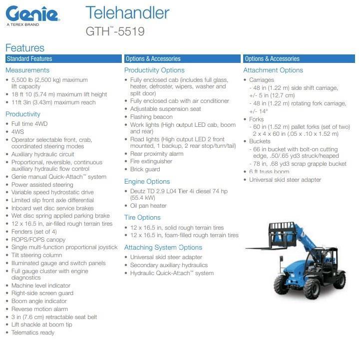 Genie GTH-5519 Teleskopické manipulátory