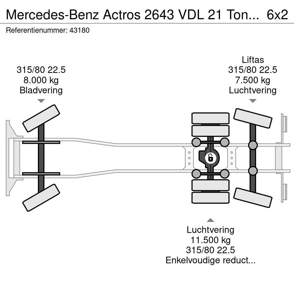 Mercedes-Benz Actros 2643 VDL 21 Ton haakarmsysteem Hákový nosič kontajnerov