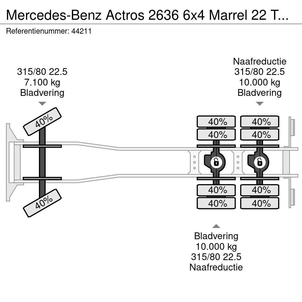 Mercedes-Benz Actros 2636 6x4 Marrel 22 Ton haakarmsysteem Manua Hákový nosič kontajnerov