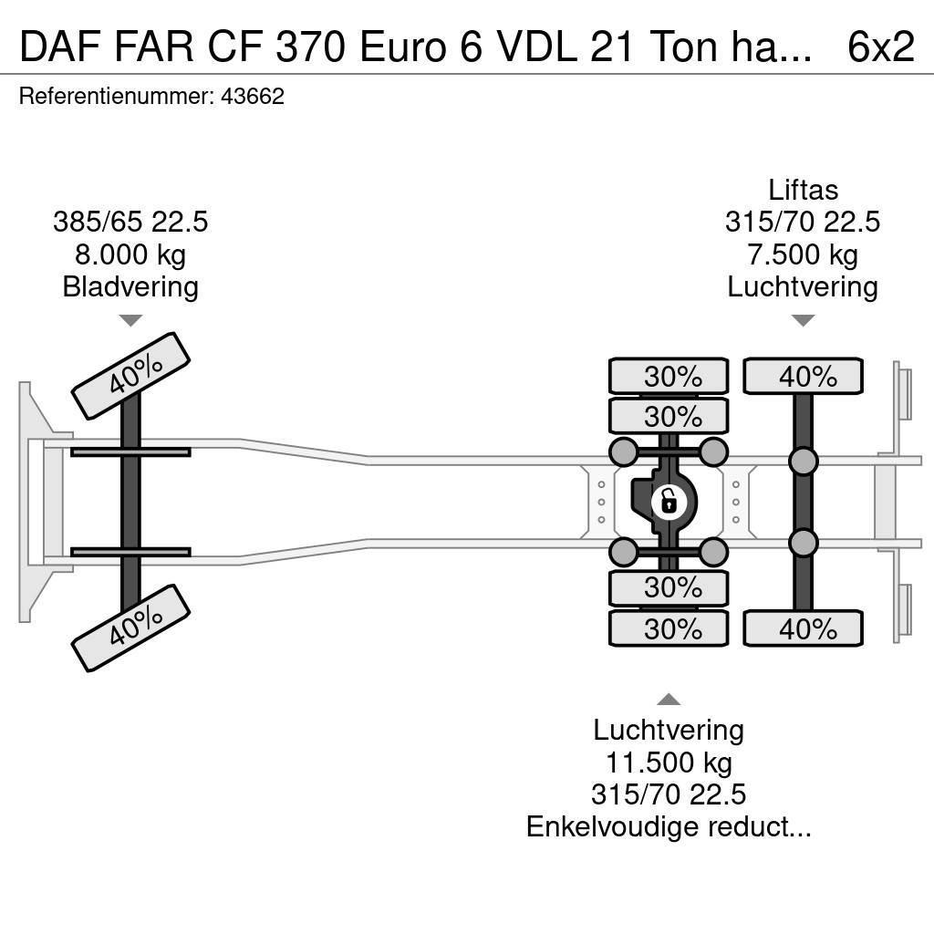 DAF FAR CF 370 Euro 6 VDL 21 Ton haakarmsysteem Hákový nosič kontajnerov
