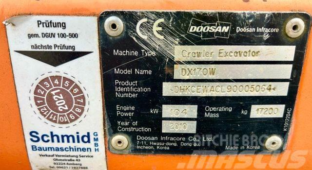 Doosan DX 170W Mobilbagger Kolesové rýpadlá