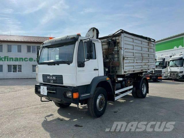 MAN 14.225 threesided kipper with crane 4x4 vin 279 Sklápače