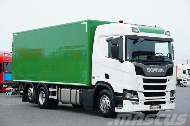 Scania R 500 / EURO 6 / KONTENER+ WINDA / OŚ SKRĘTNA / Box body trucks