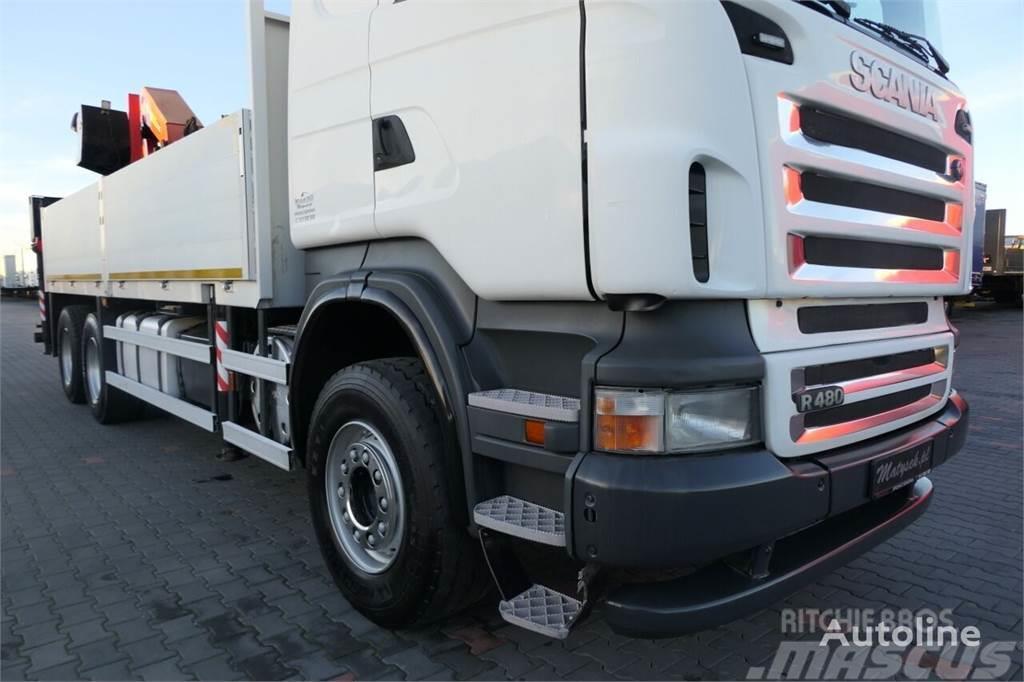 Scania R 480 6X4 Flatbed + crane Palfinger PK40002 + JIB Vehicle transporters