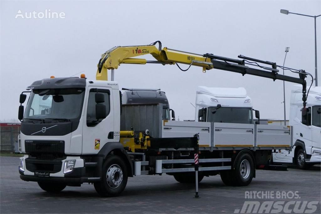Volvo FE 280 Flatbed + crane HYVA HB 150 Plošinové nákladné automobily/nákladné automobily so sklápacími bočnicami