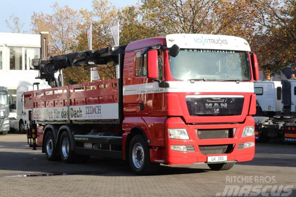 MAN TGX 26.400 Hiab 166K Baustoffkran Pal-Zange Plošinové nákladné automobily/nákladné automobily so sklápacími bočnicami