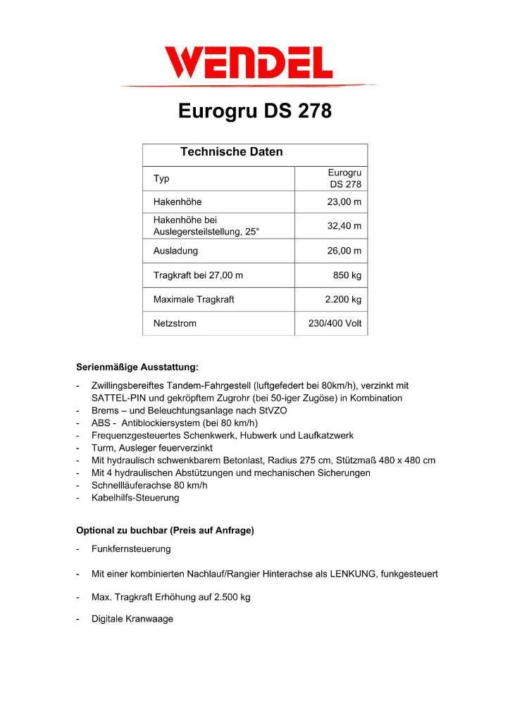 Eurogru DS 278 - Schnellbaukran Rychlostavitelné žeriavy