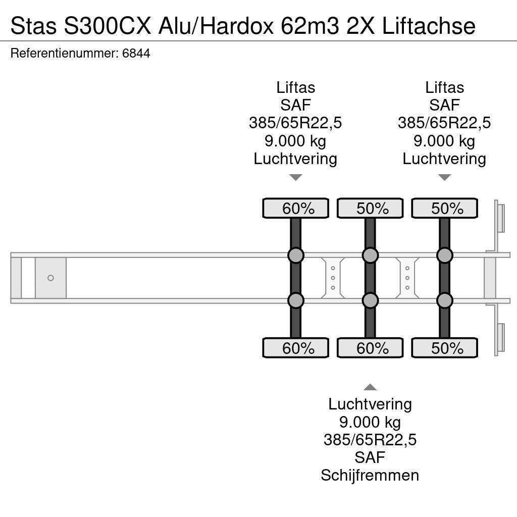 Stas S300CX Alu/Hardox 62m3 2X Liftachse Sklápacie návesy