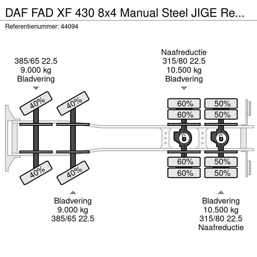 DAF FAD XF 430 8x4 Manual Steel JIGE Recovery truck Vyslobodzovacie vozidlá
