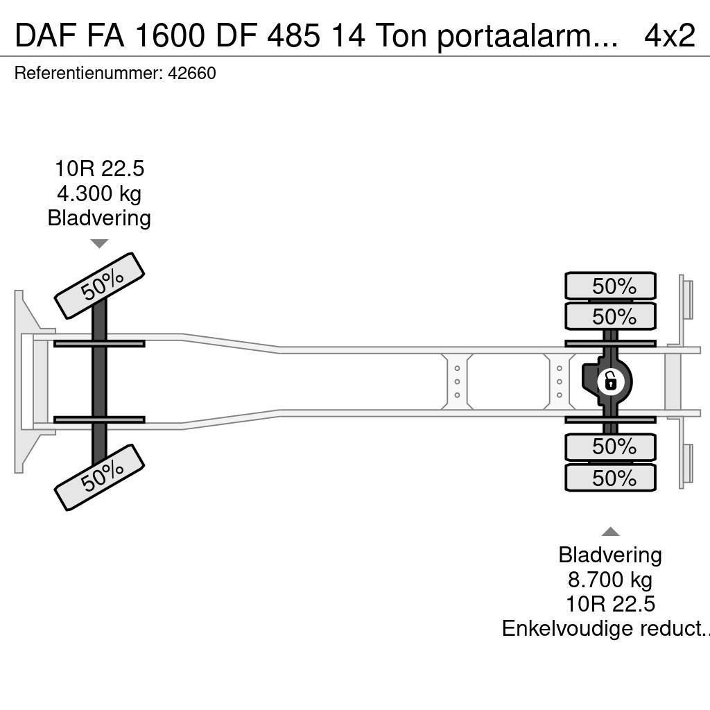 DAF FA 1600 DF 485 14 Ton portaalarmsysteem Oldtimer Ramenové nosiče kontajnerov
