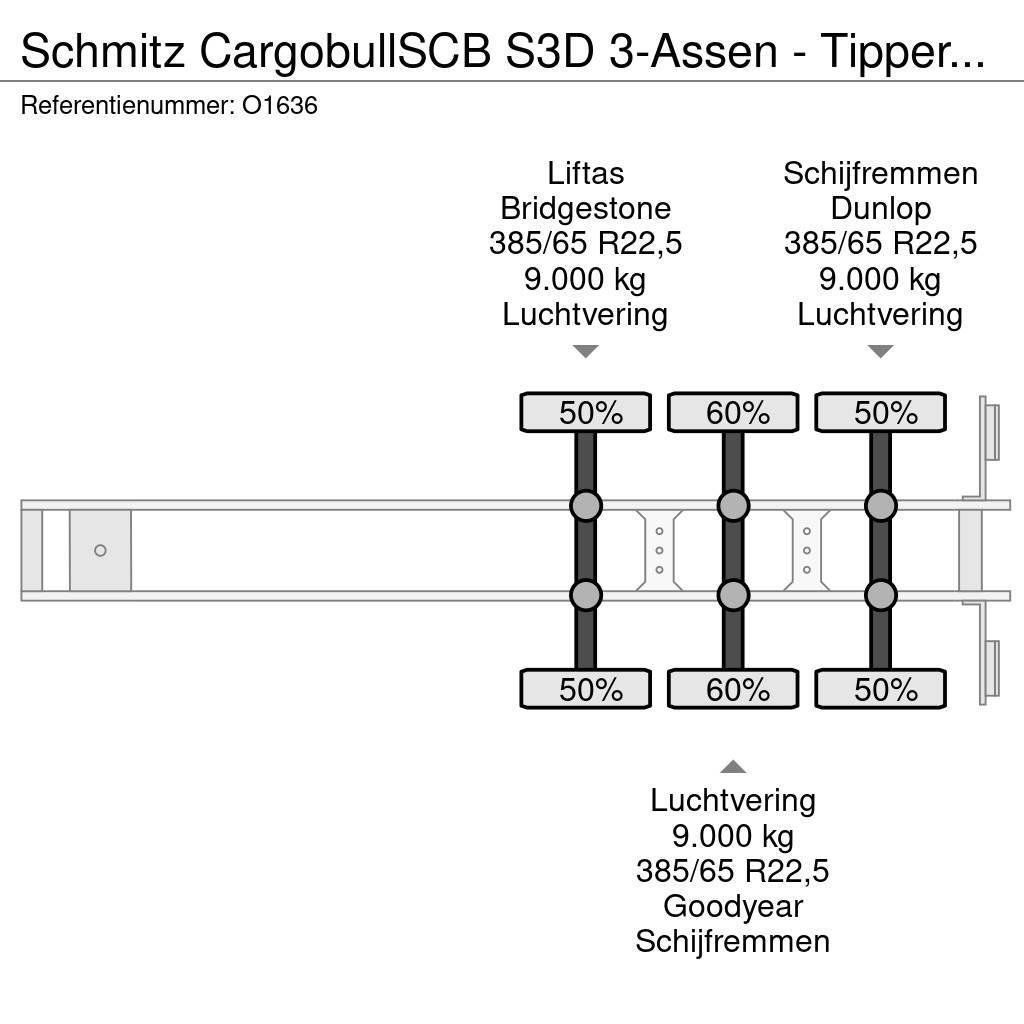 Schmitz Cargobull SCB S3D 3-Assen - Tipper 46m³ - Steel/Steel - Lift Sklápacie návesy