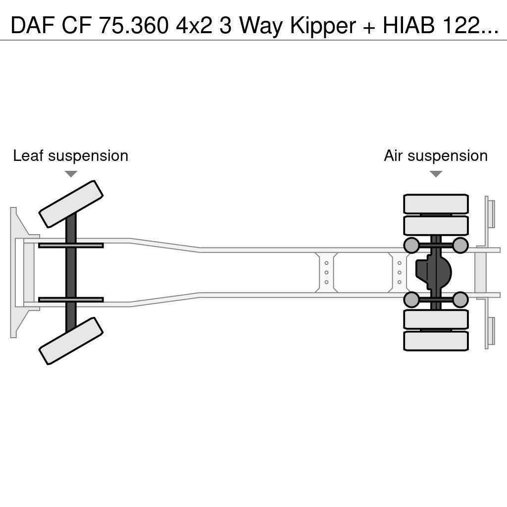 DAF CF 75.360 4x2 3 Way Kipper + HIAB 122 E-3 Hiduo Sklápače