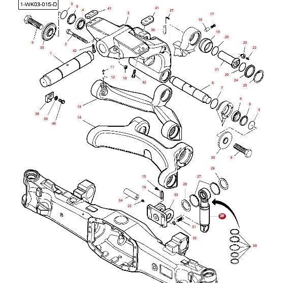 Massey Ferguson 8727 Front axle shock absorber cylinder 7700160101 Podvozky a zavesenie kolies