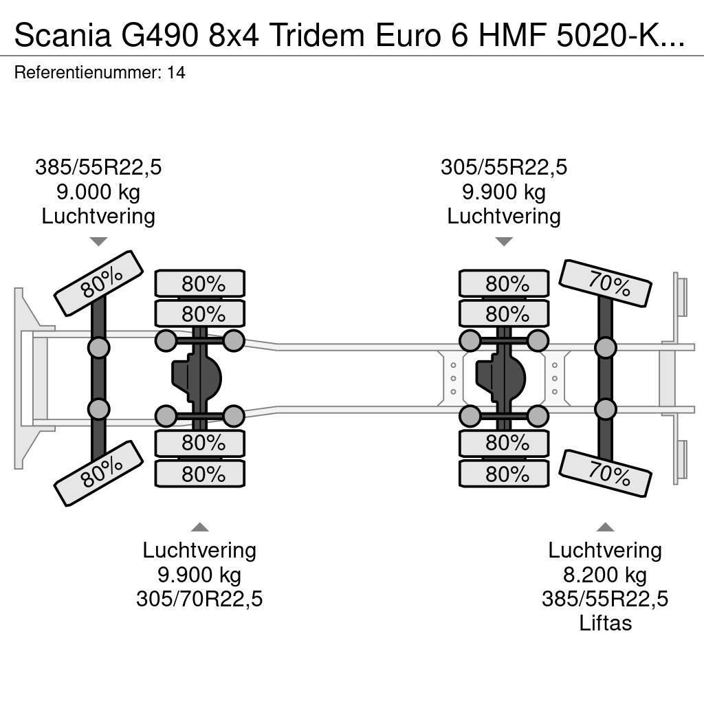 Scania G490 8x4 Tridem Euro 6 HMF 5020-K6 6 x Hydr. Jip 4 Univerzálne terénne žeriavy