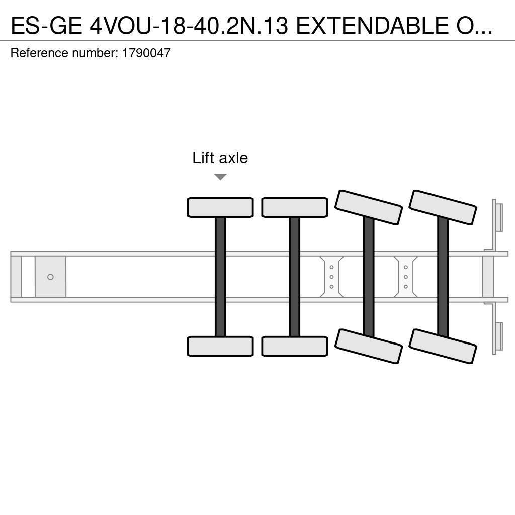 Es-ge 4VOU-18-40.2N.13 EXTENDABLE OPLEGGER/TRAILER/AUFLI Valníkové návesy/Návesy sa sklápacím bočnicami
