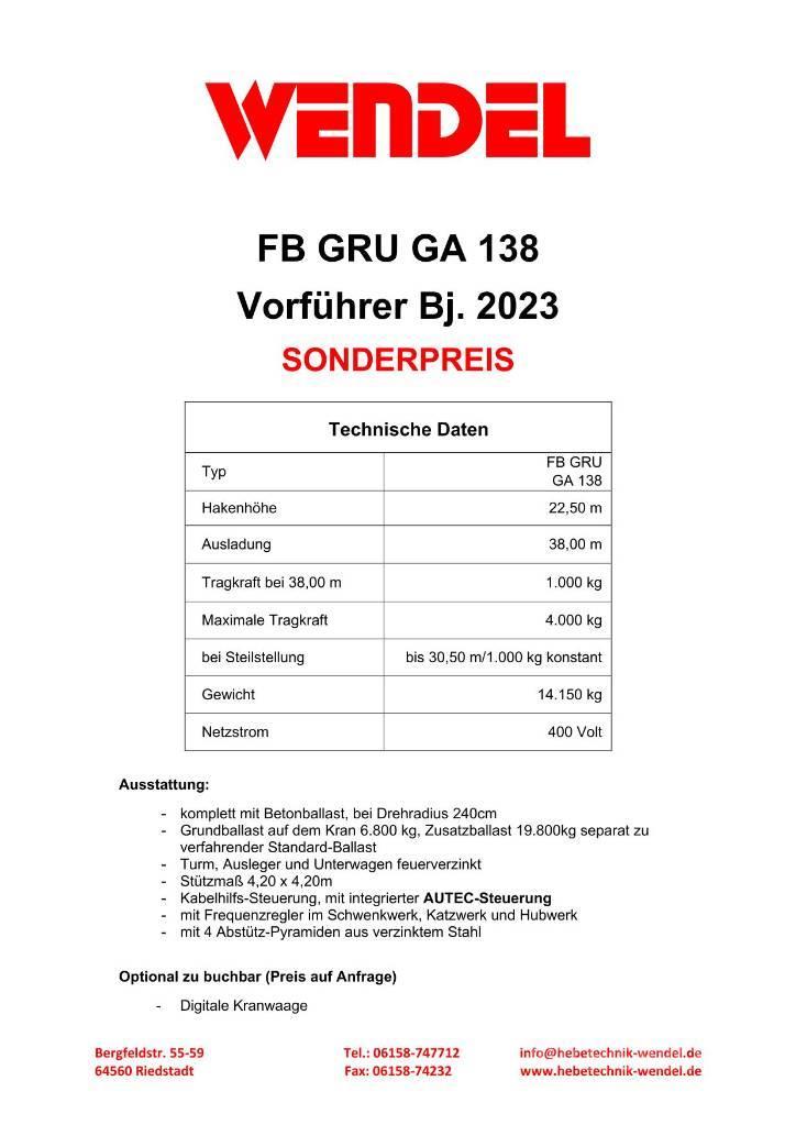 FB GRU GA 138 - Turmdrehkran - Baukran - Kran Stavebné žeriavy