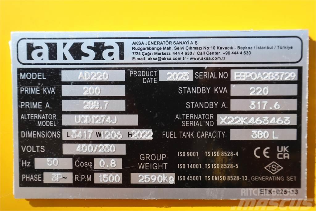 AKSA AD220 Valid inspection, *Guarantee! Diesel, 220 kV Naftové generátory