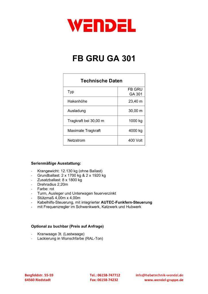 FB GRU GA 301 - Turmdrehkran - Baukran - Kran Stavebné žeriavy