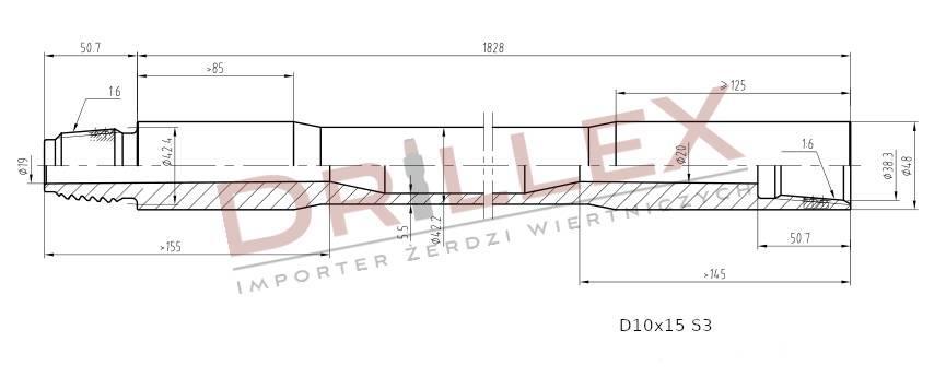 Vermeer D7x11, D9x13, D10x15 S3  Drill pipes, Żerdzie Horizontálne vŕtacie zariadenie